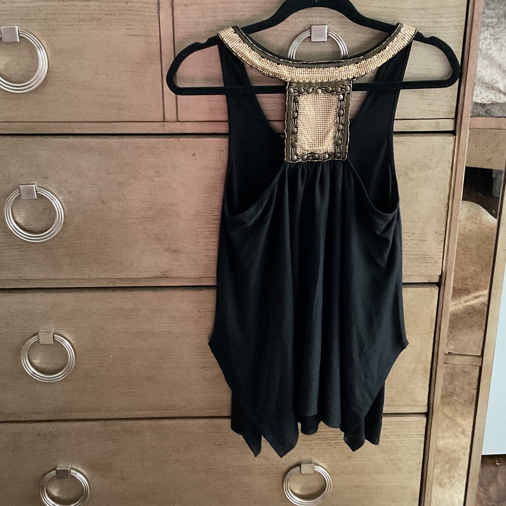 Black Sleeveless beaded Tank Top, size M